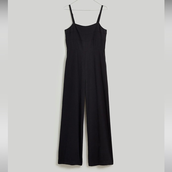 Madewell Square Neck Wide Leg Sleeveless Jumpsuit NM489 Black 4 - Picture 5 of 7